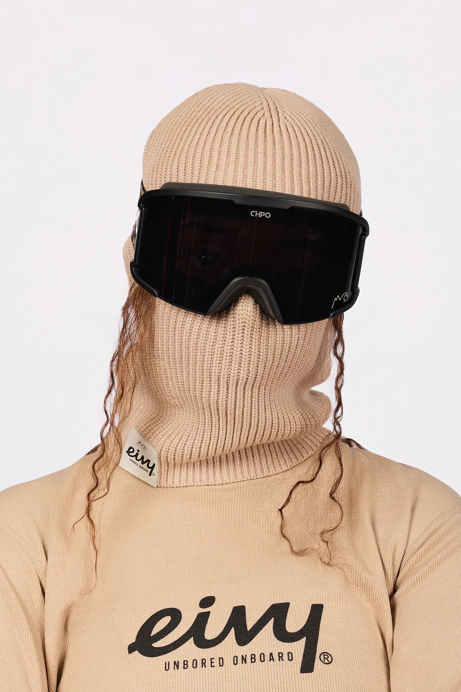 Foldable Knit Balaclava Beanie - Sand