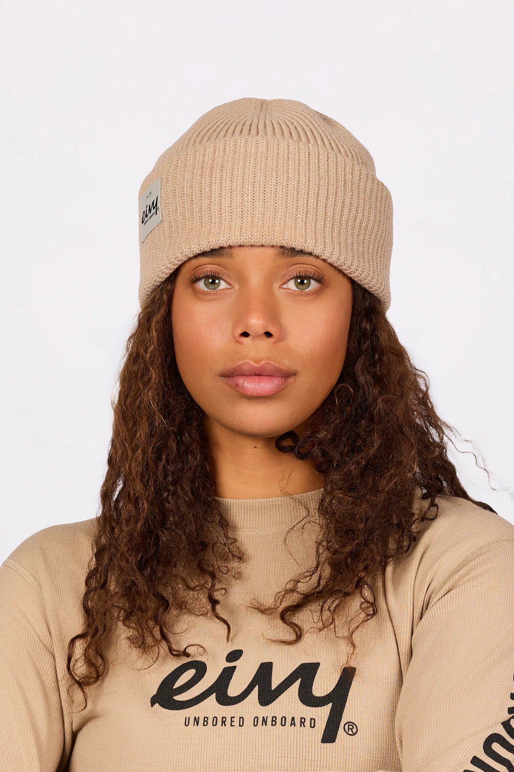 Foldable Knit Balaclava Beanie - Sand