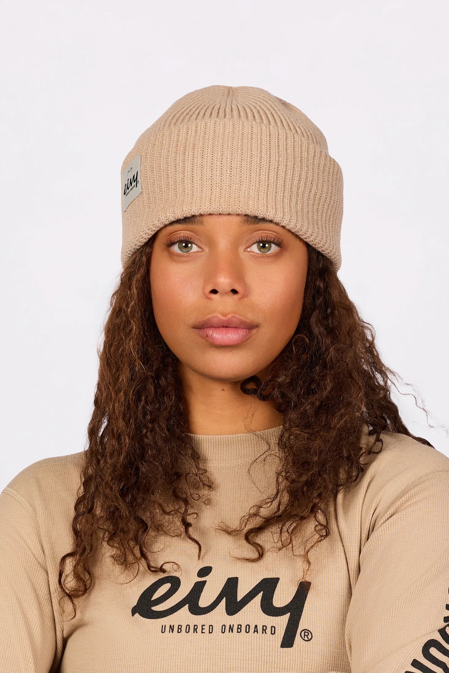 Foldable Knit Balaclava Beanie - Sand