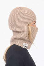 Foldable Knit Balaclava Beanie - Sand
