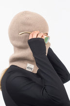 Foldable Knit Balaclava Beanie - Sand
