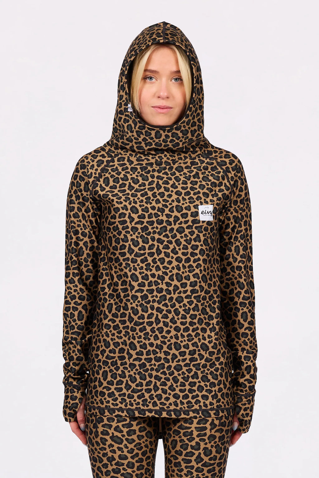 Icecold Hood Top Leopard – women's hooded base layer top