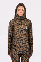 Icecold Hood Top Leopard – women's hooded base layer top