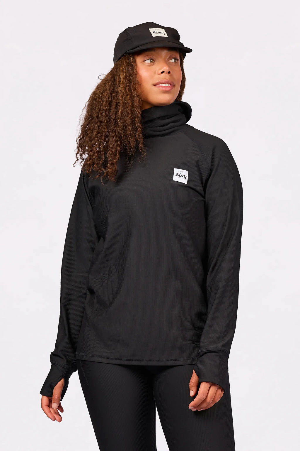 Loose Fit Gaiter Rib Top - Black