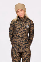 Icecold Top Leopard – women's base layer top with collar, image 3
