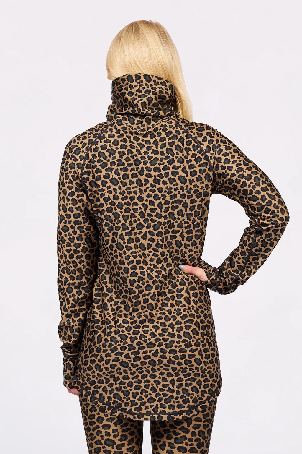 Icecold Top Leopard – women's base layer top with collar, image 6