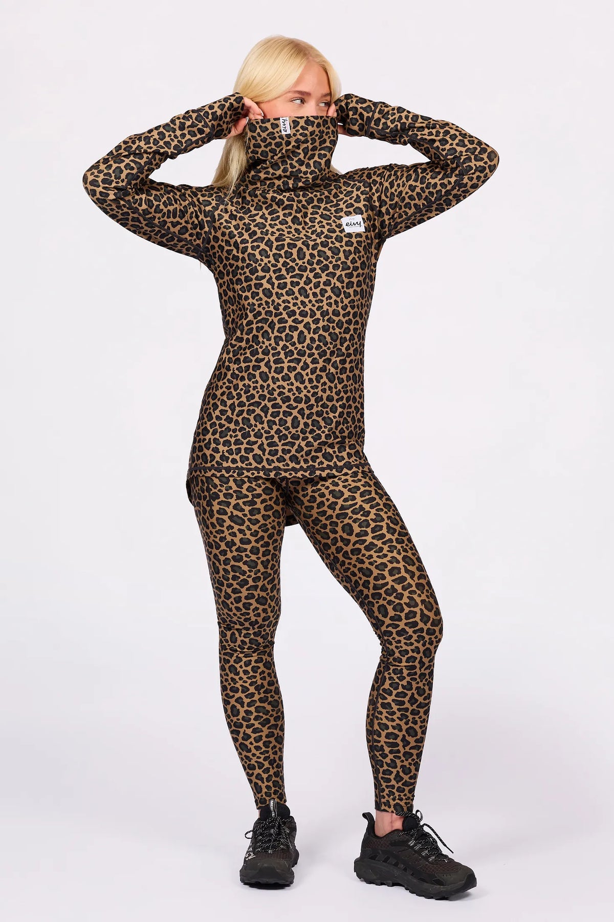 Icecold Top Leopard – women's base layer top with collar, image 5