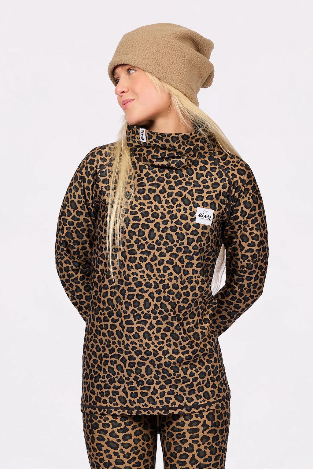 Icecold Top Leopard – women's base layer top with collar, image 4