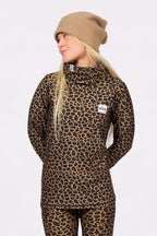 Icecold Top Leopard – women's base layer top with collar, image 4