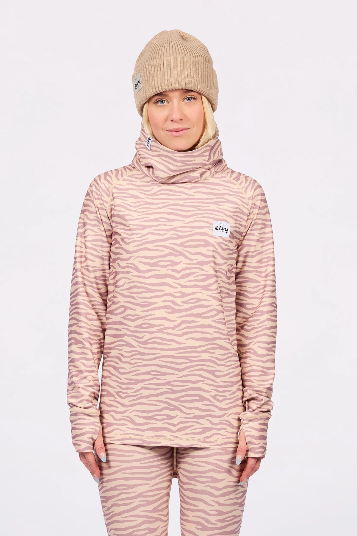 Icecold Top Pastel Zebra – women's base layer top with collar