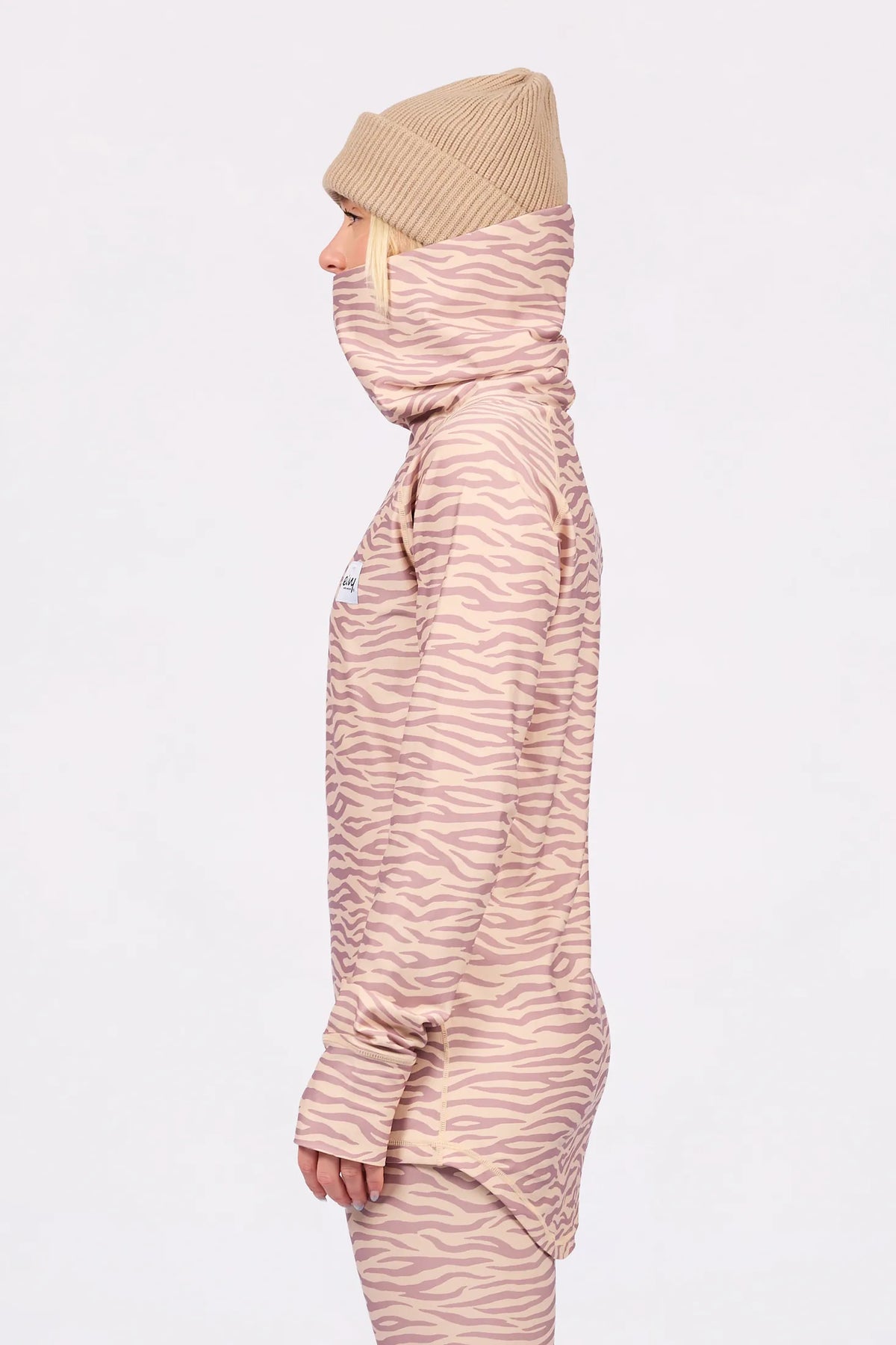 Icecold Top Pastel Zebra – women's base layer top with collar, image 3