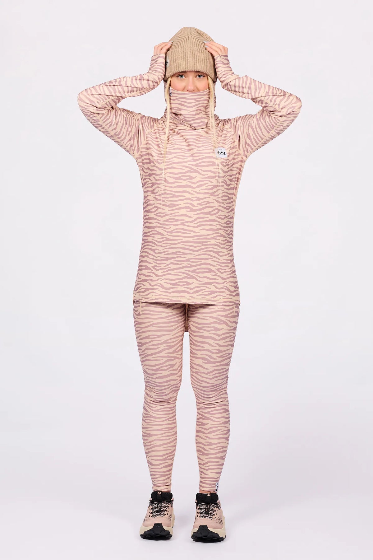 Icecold Top Pastel Zebra – women's base layer top with collar, image 4