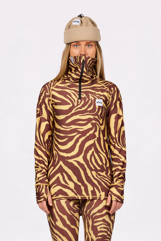 Icecold Zip Top Yellow Tiger – women's zip base layer top