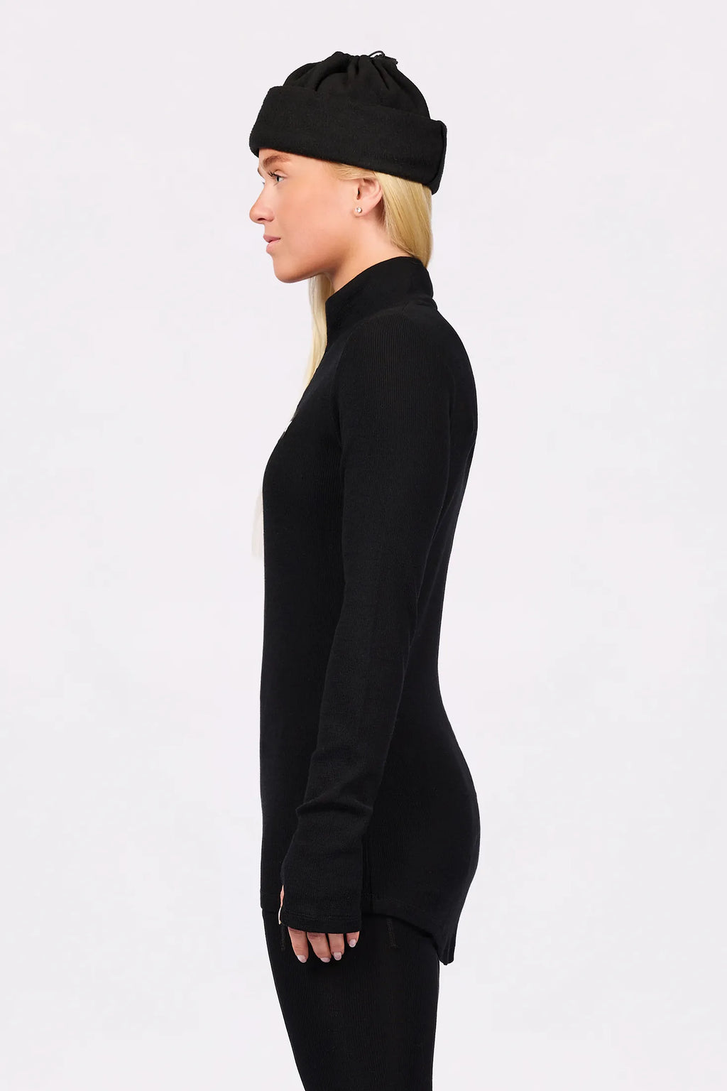 Journey Merino Wool Rib Top - Black