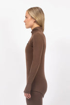 Journey Merino Wool Rib Top - Brown