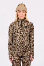 Journey Merino Wool Top Leopard – women's merino base layer top with zip