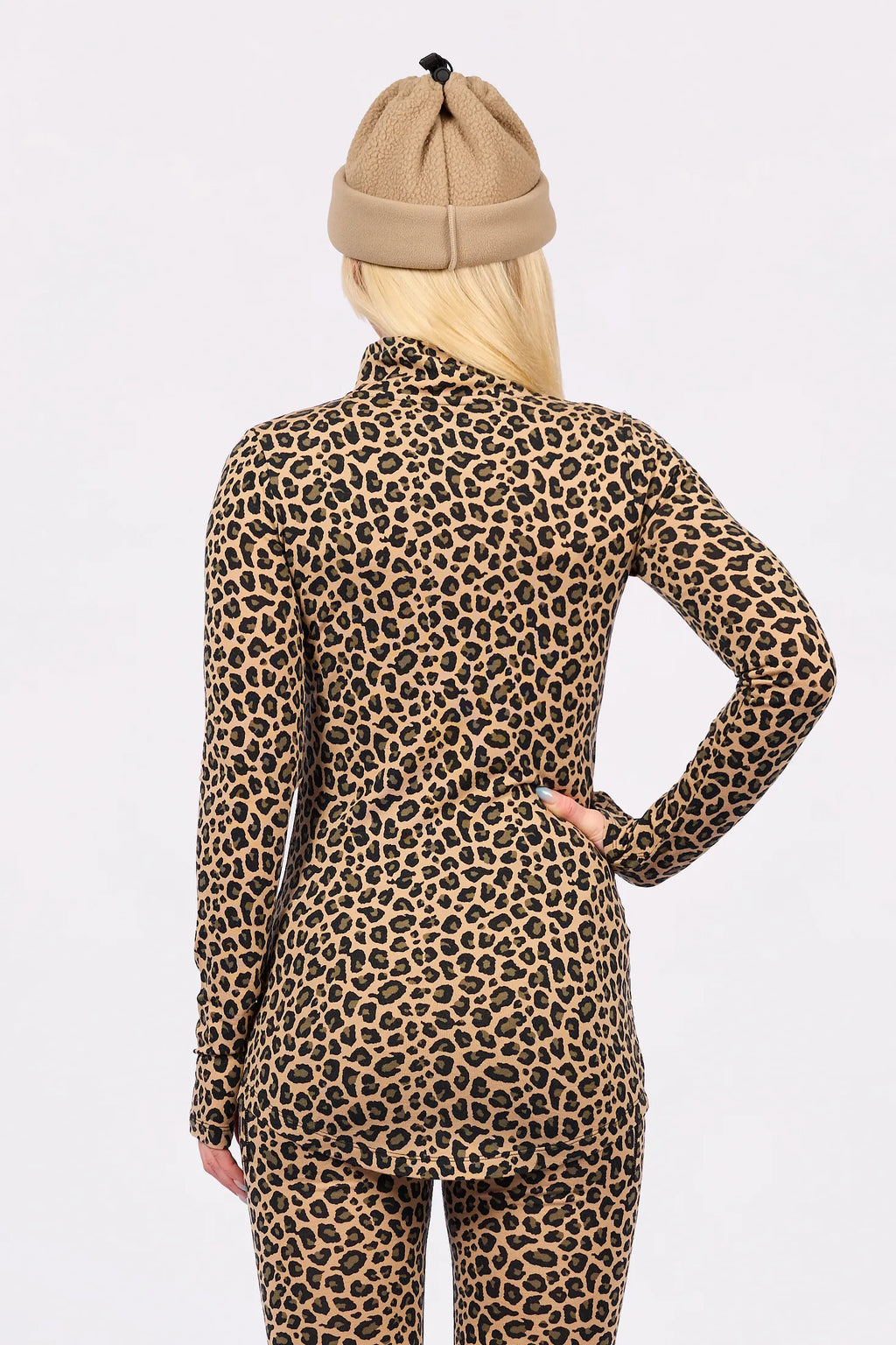 Journey Merino Wool Top Leopard – women's merino base layer top with zip, image 7