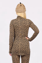 Journey Merino Wool Top Leopard – women's merino base layer top with zip, image 7