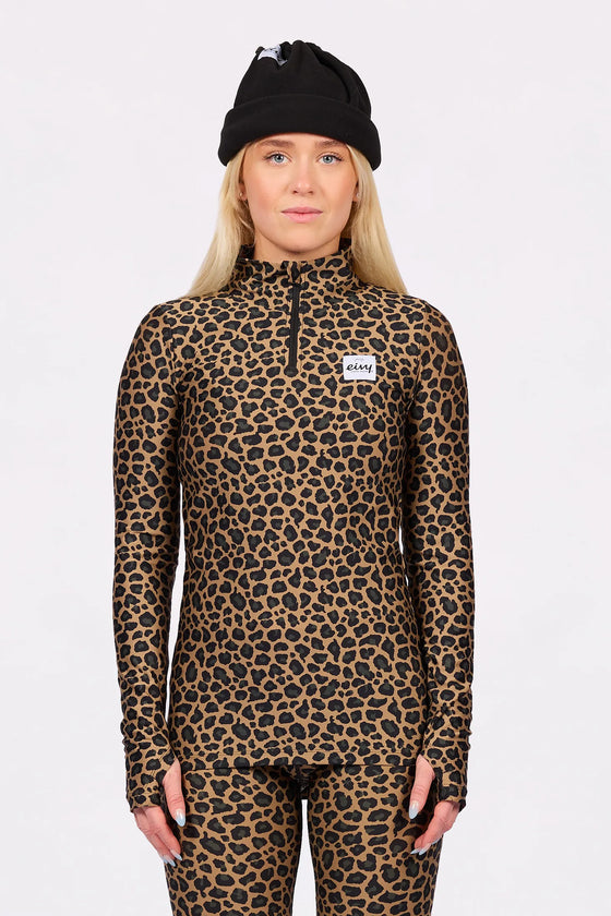 Journey Top Leopard – women's base layer top with short zip