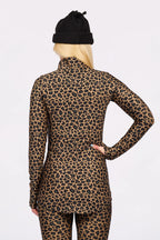 Journey Top Leopard – women's base layer top with short zip, image 8