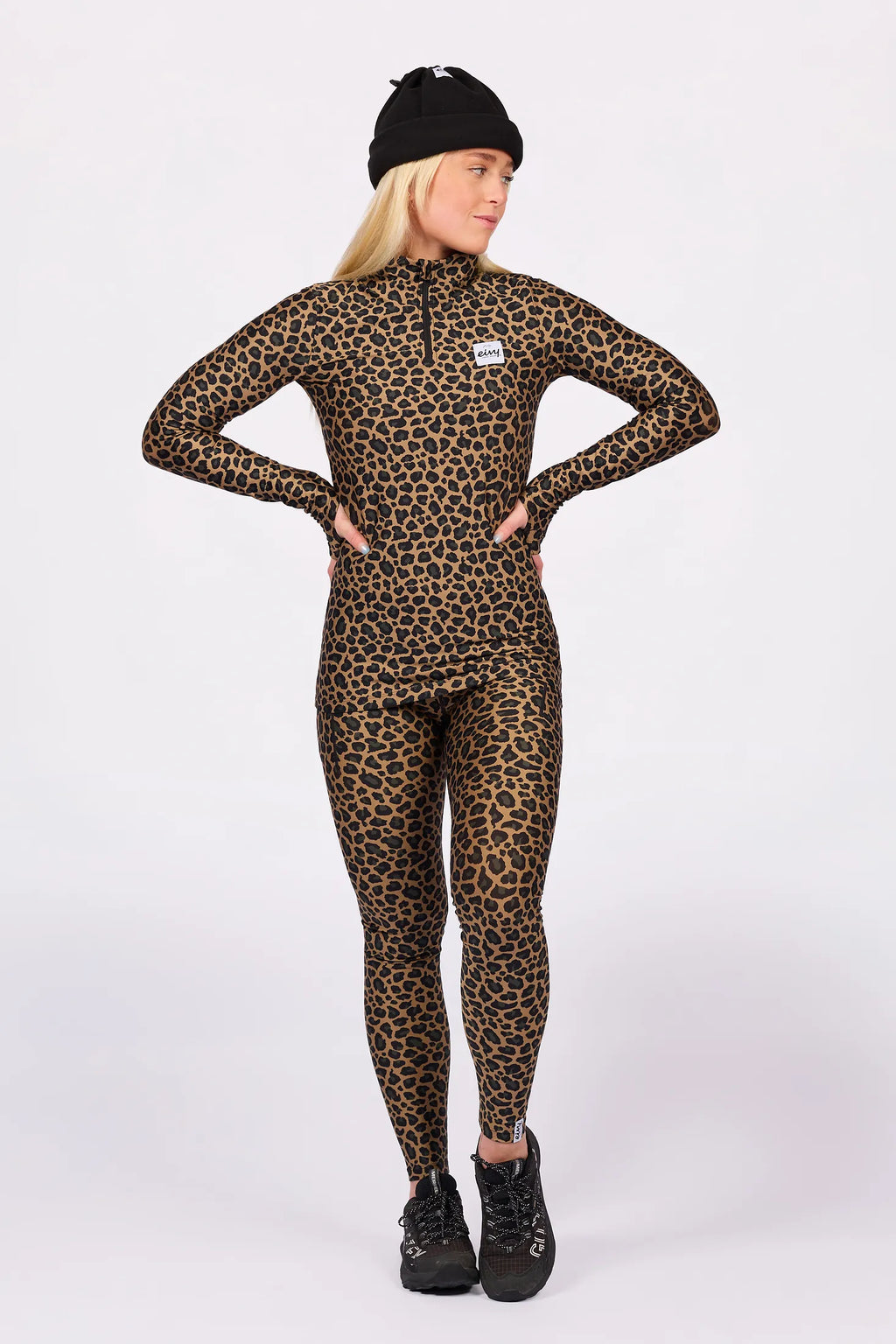 Journey Top Leopard – women's base layer top with short zip, image 6