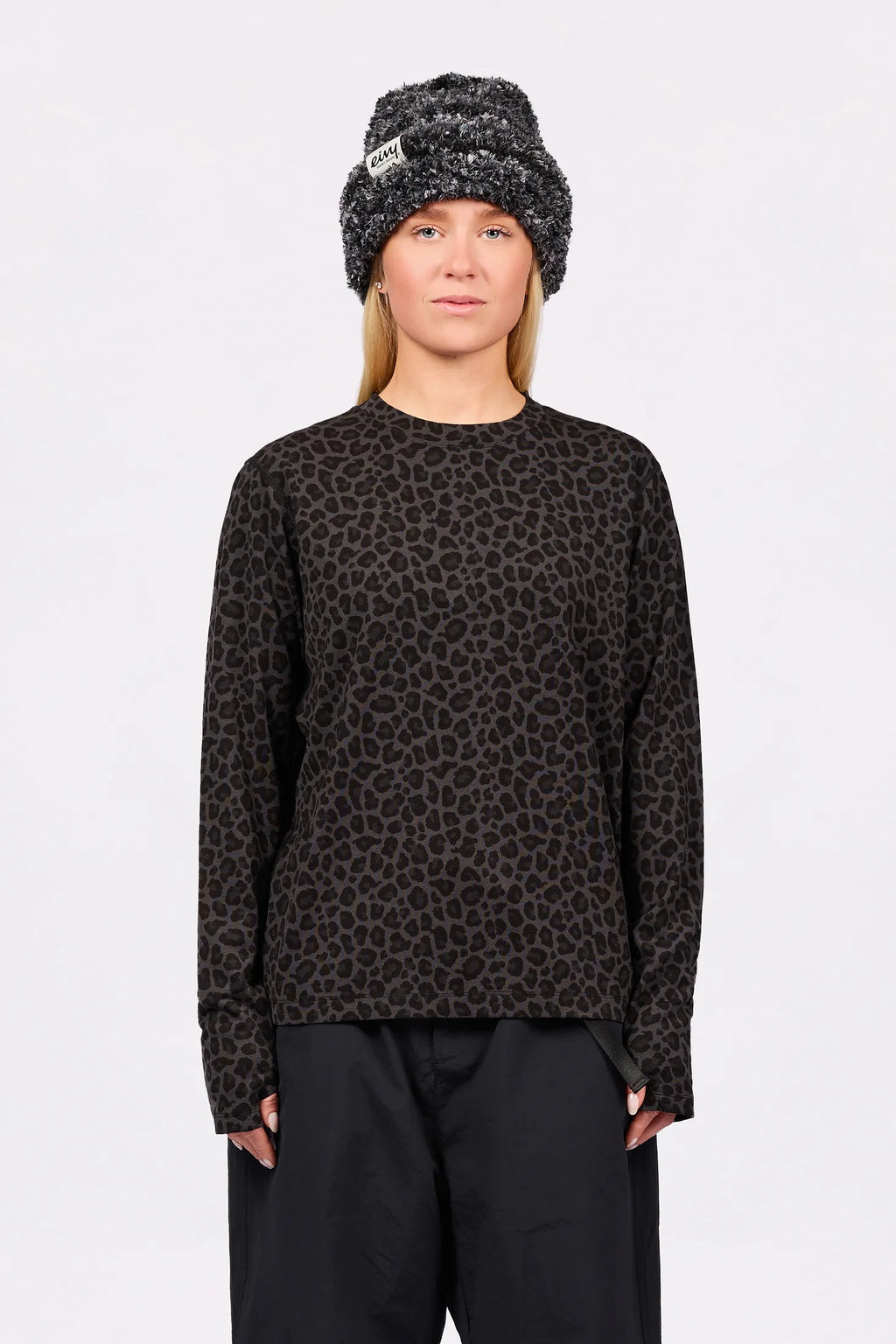 Loose Fit Merino Wool Top - Black Leopard