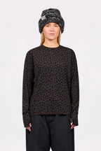 Loose Fit Merino Wool Top - Black Leopard