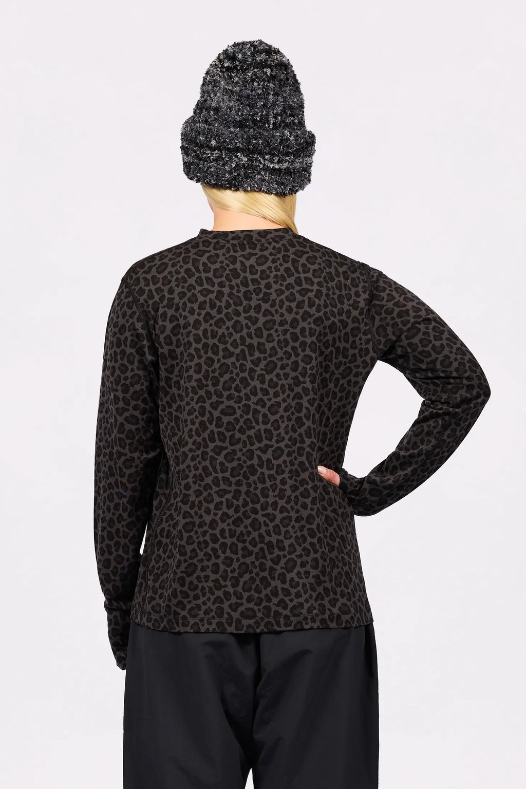 Loose Fit Merino Wool Top - Black Leopard