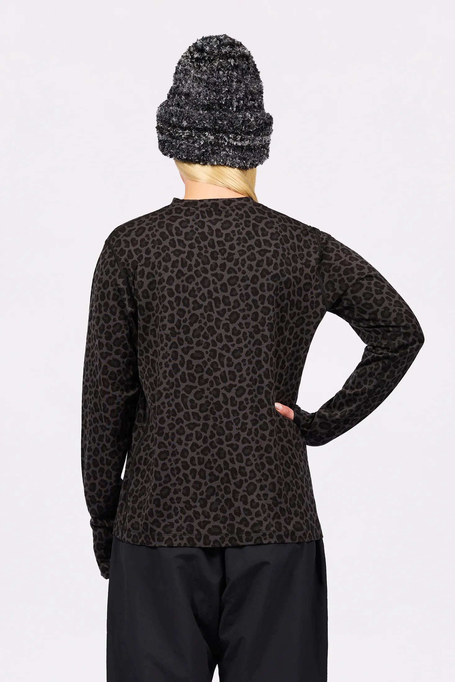 Loose Fit Merino Wool Top - Black Leopard