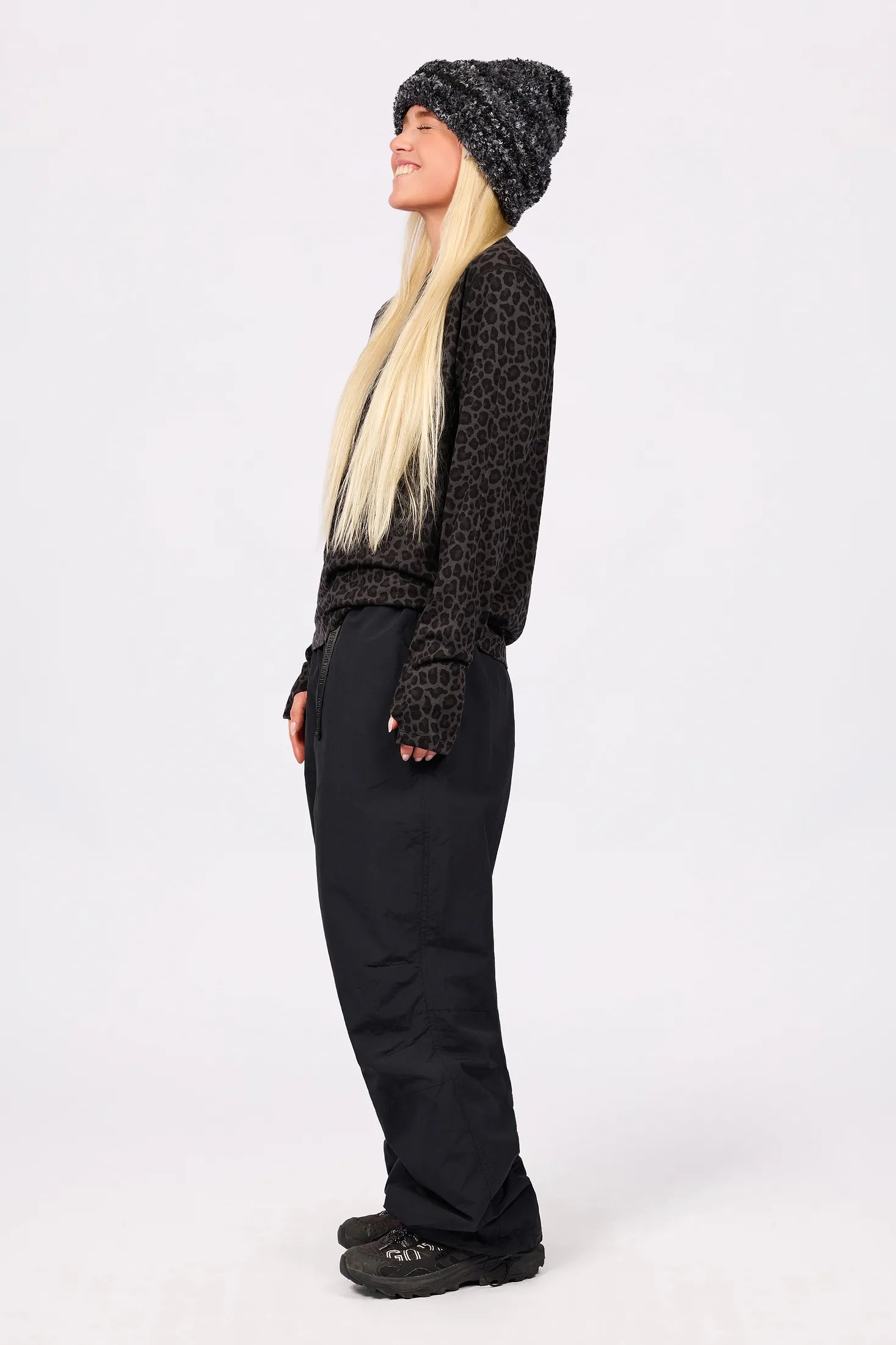 Loose Fit Merino Wool Top - Black Leopard