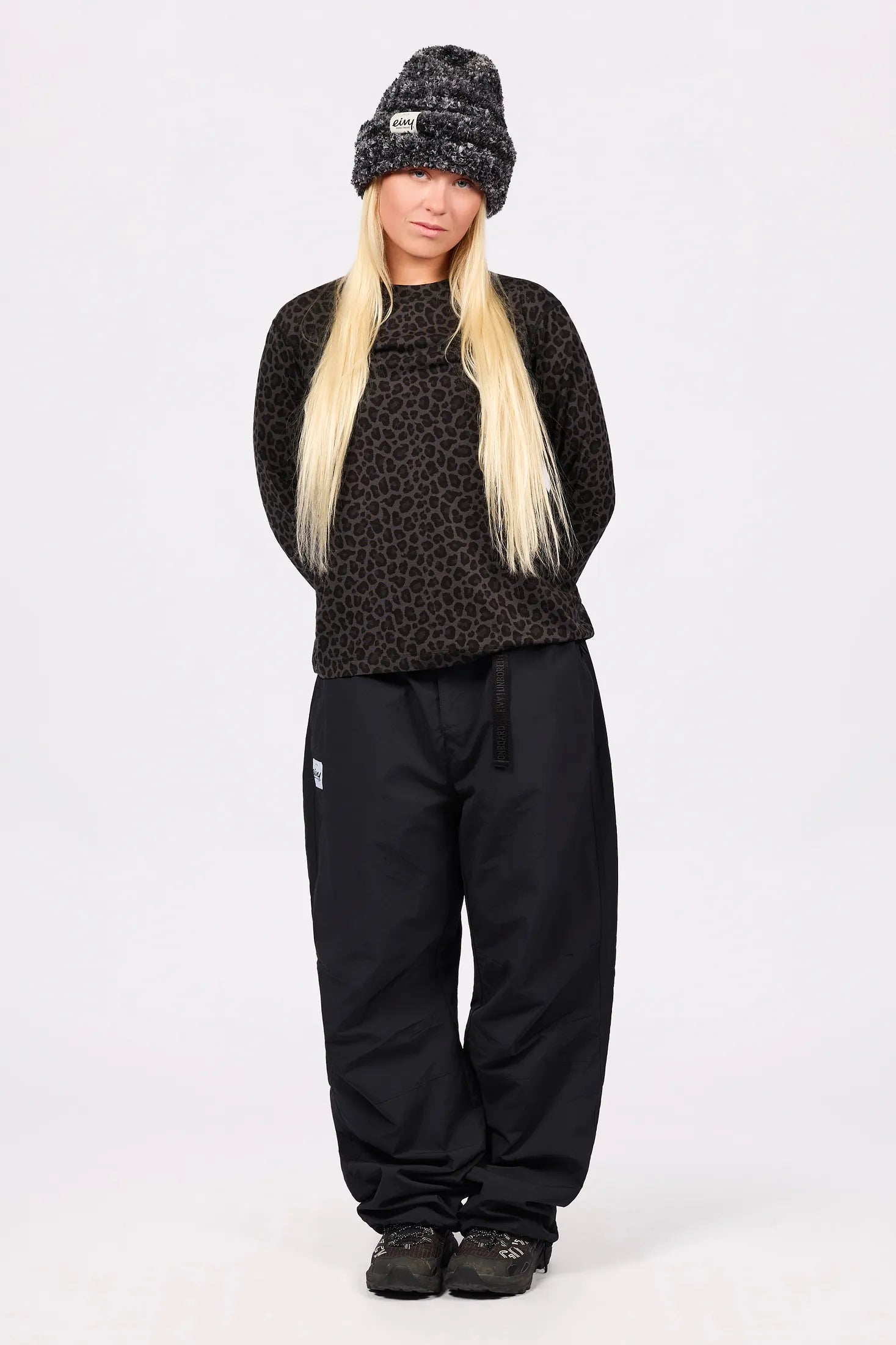 Loose Fit Merino Wool Top - Black Leopard