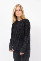 Loose Fit Merino Wool Top - Black Leopard