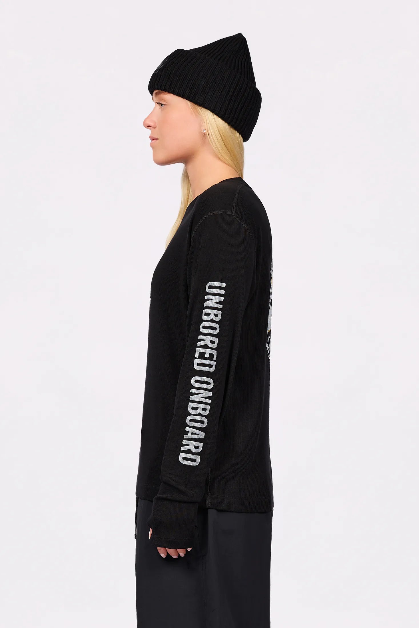 Loose Fit MX Merino Wool Rib Top - Black