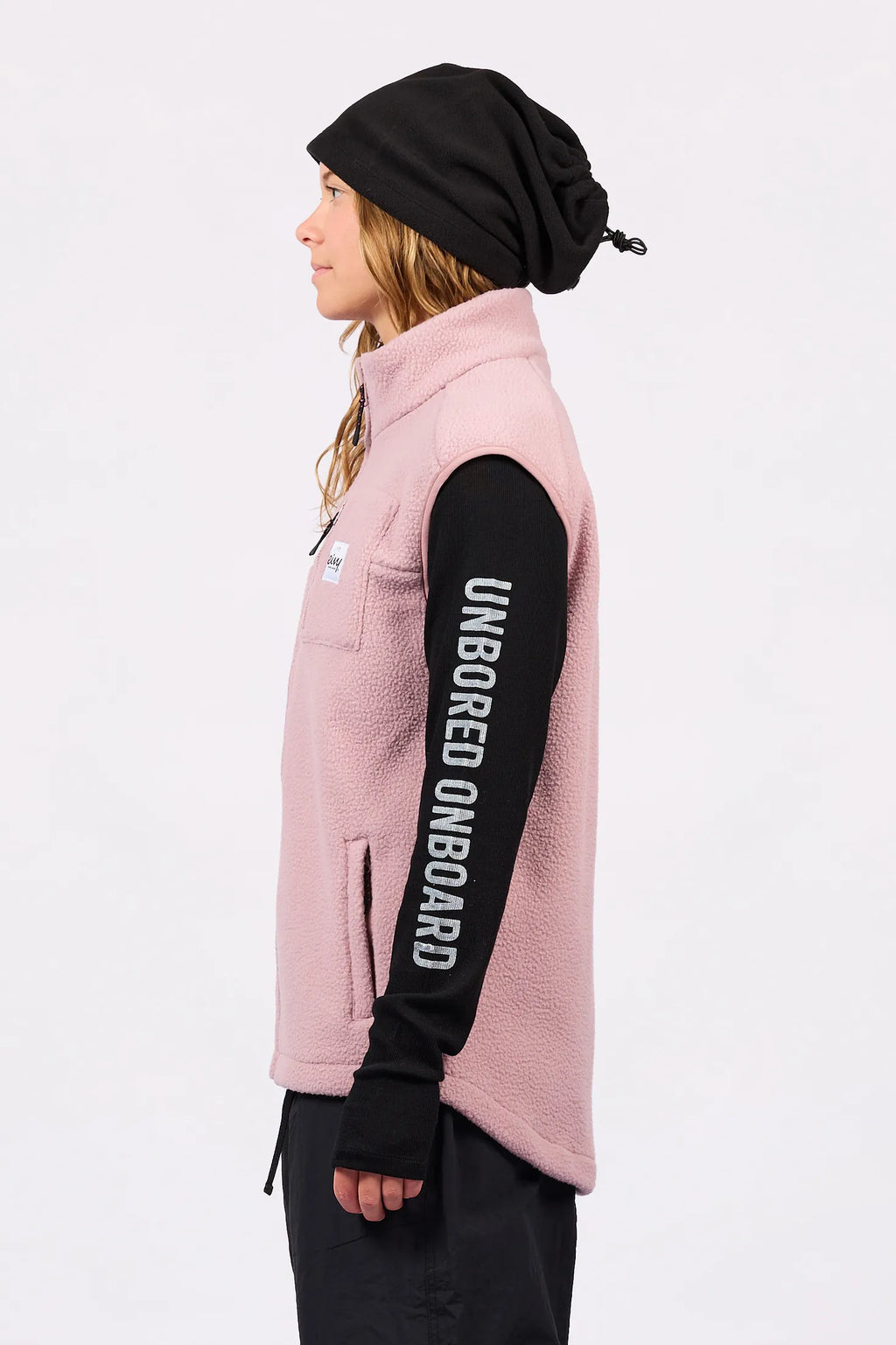 Lumberjackie Sherpa Vest Faded Woodrose – women's sherpa fleece gilet, image 2