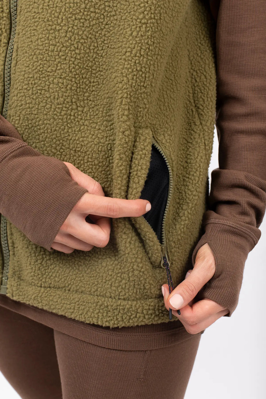 Lumberjackie Sherpa Vest - Olive