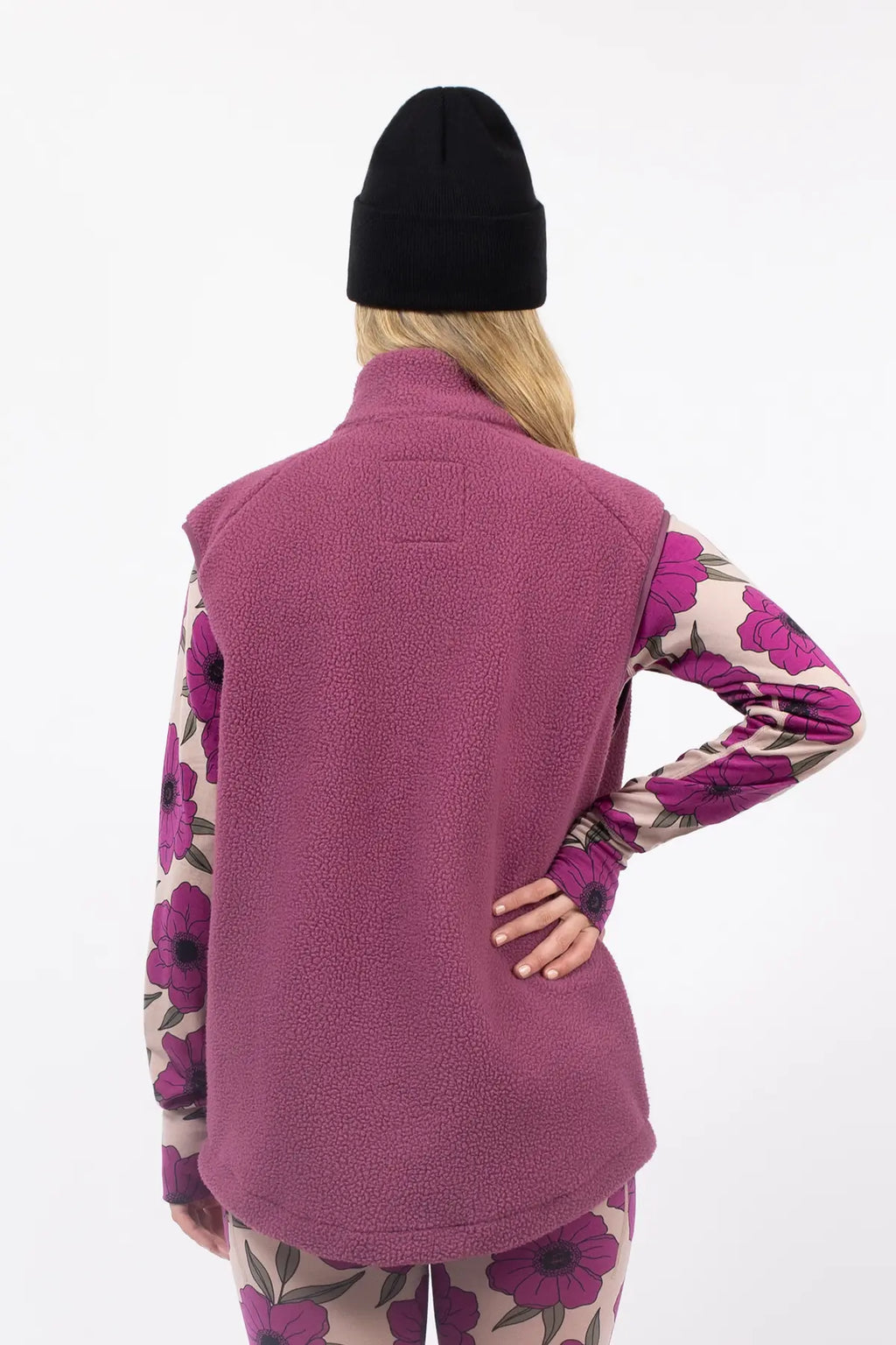 Lumberjackie Sherpa Vest - Pinkgundy