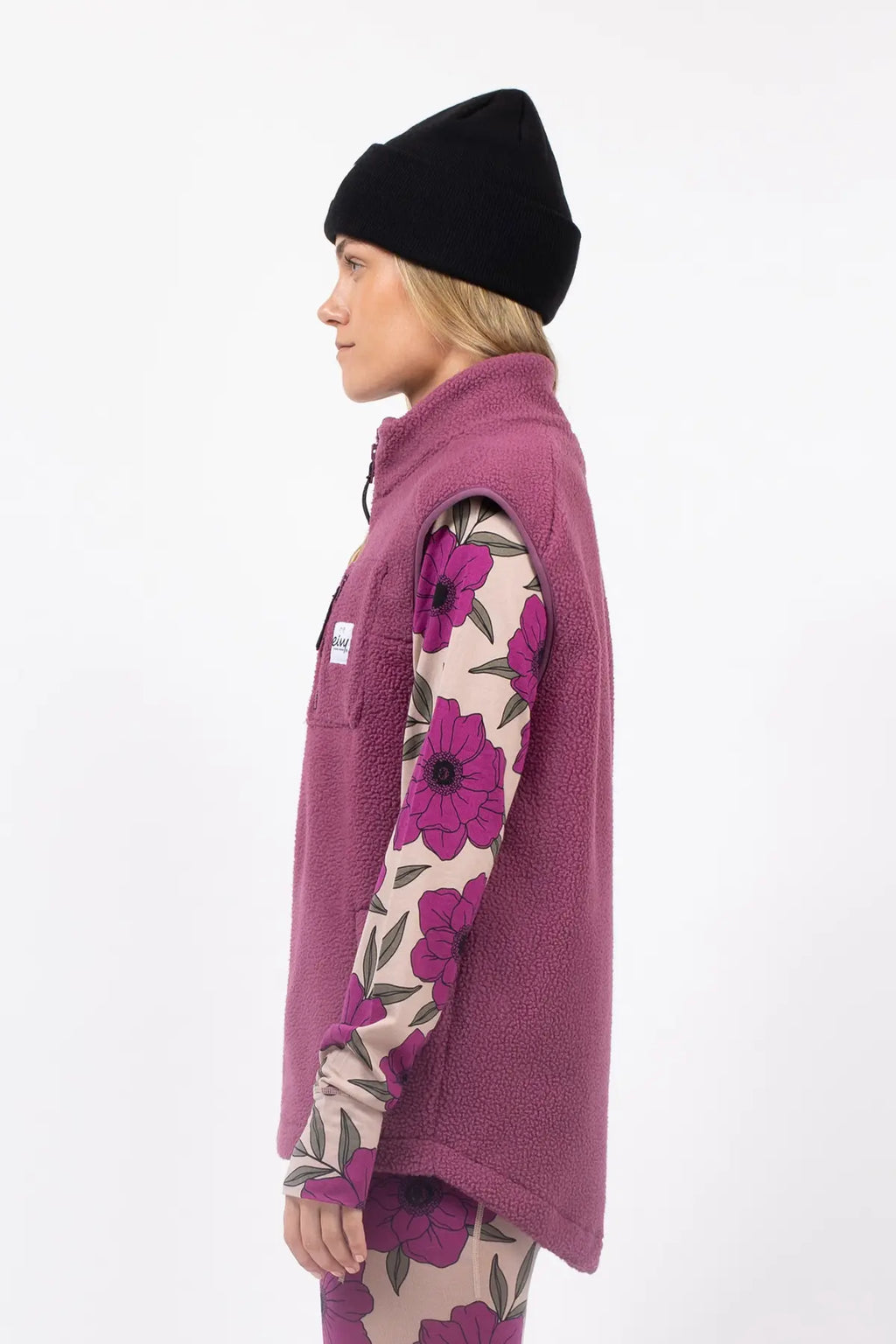 Lumberjackie Sherpa Vest - Pinkgundy