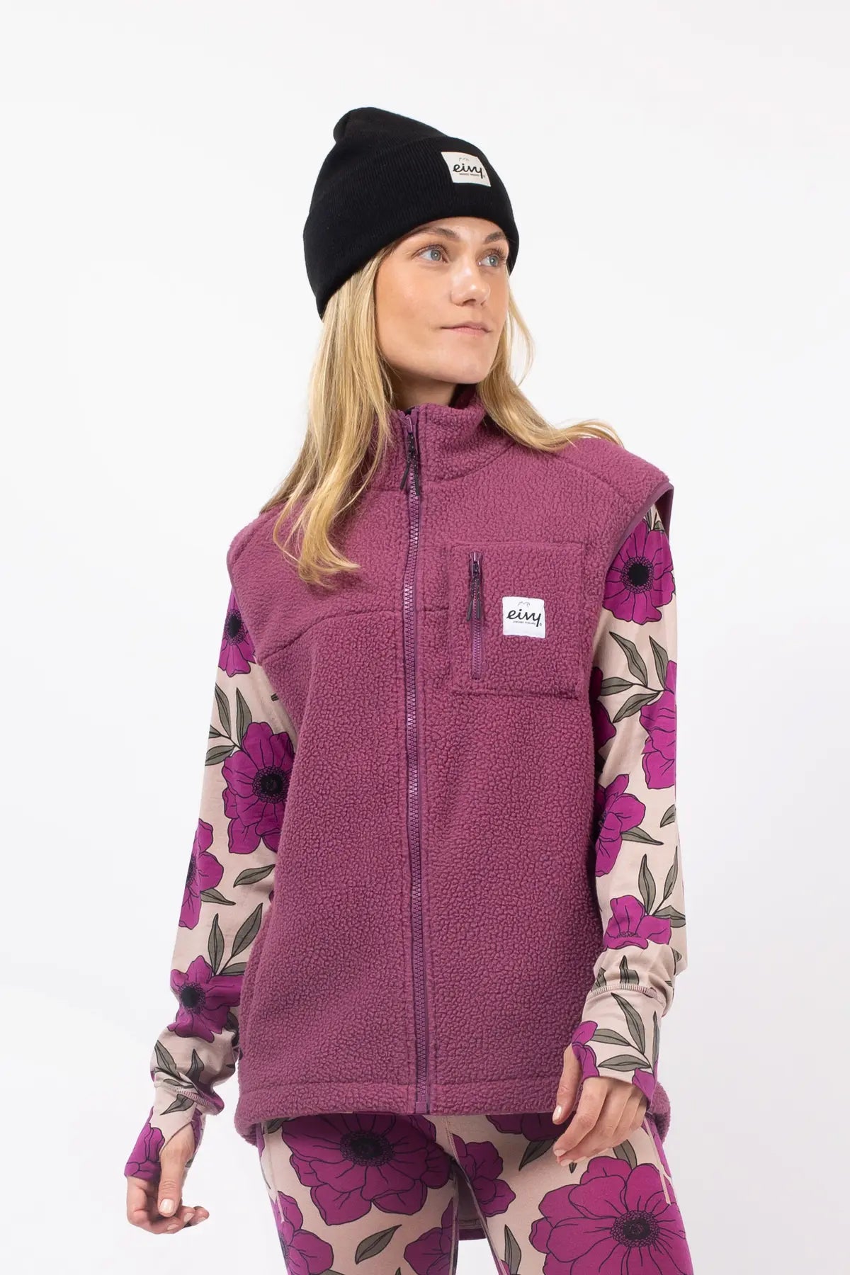Lumberjackie Sherpa Vest - Pinkgundy