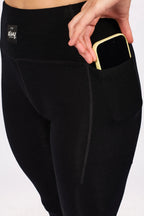 Pocket Merino Wool Rib Tights - Black