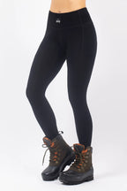 Pocket Merino Wool Rib Tights - Black
