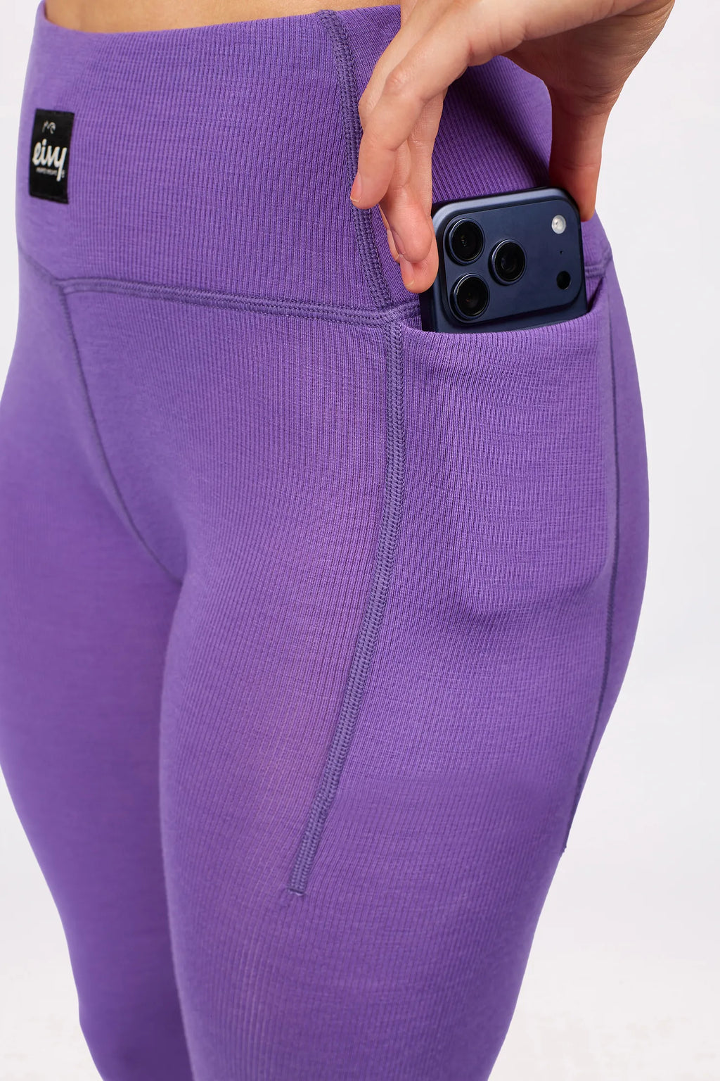 Pocket Merino Wool Rib Tights - Grape