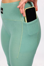Pocket Merino Wool Rib Tights - Menthe
