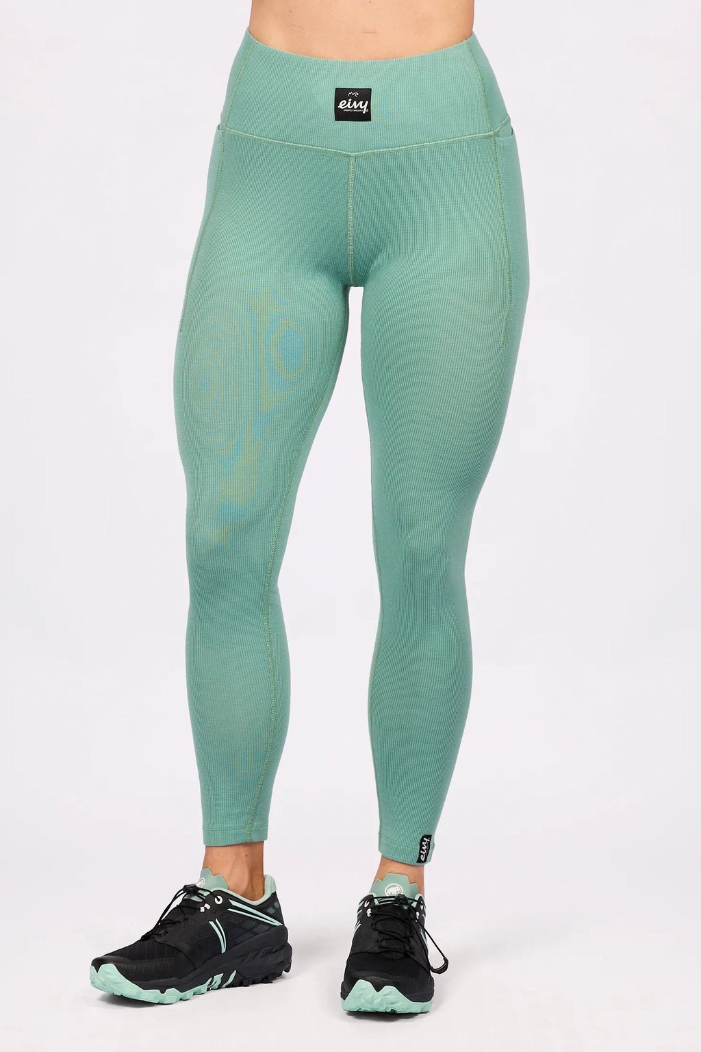 Pocket Merino Wool Rib Tights - Menthe