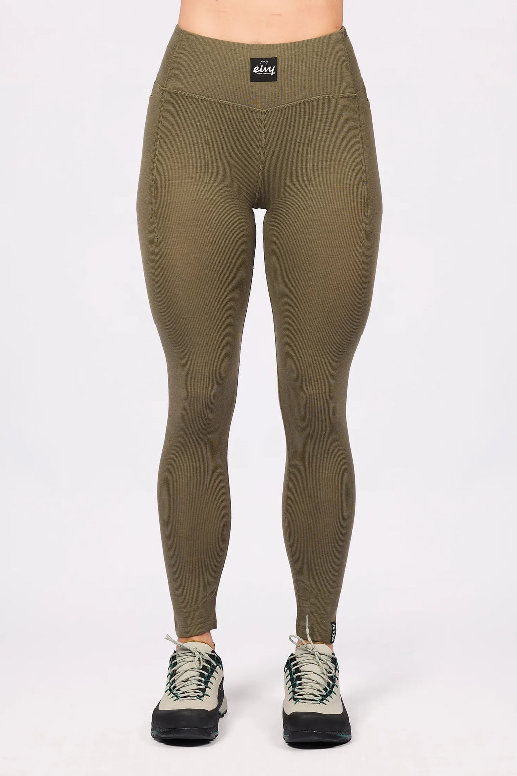Pocket Merino Wool Rib Tights - Olive
