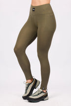 Pocket Merino Wool Rib Tights - Olive