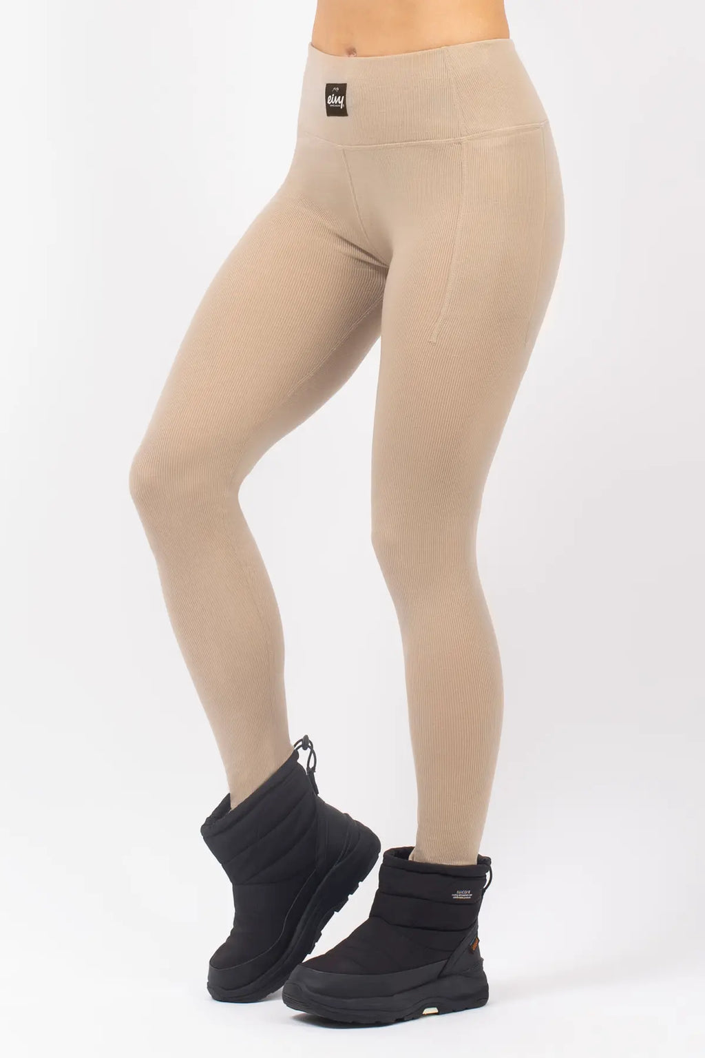 Pocket Merino Wool Rib Tights - Sand