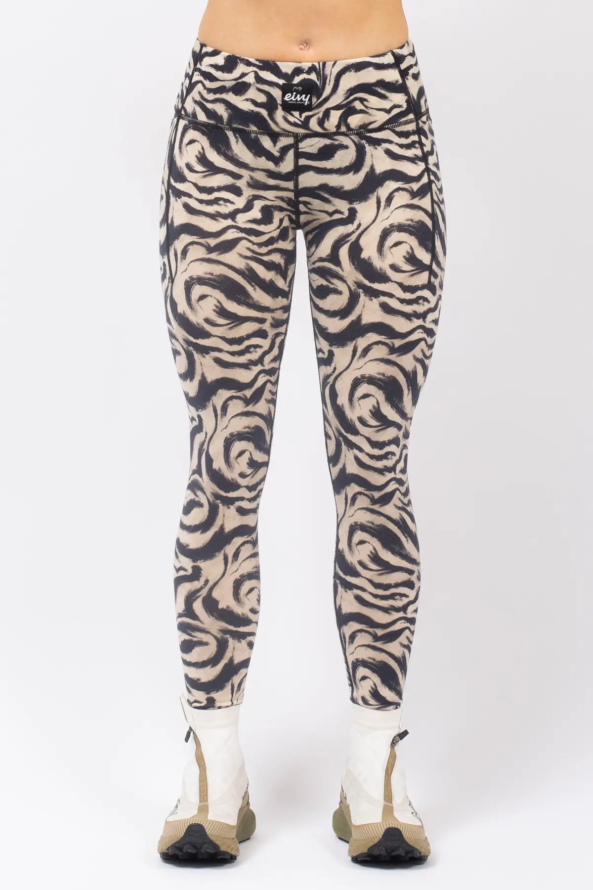 Pocket Merino Wool Tights - Animal Swirl