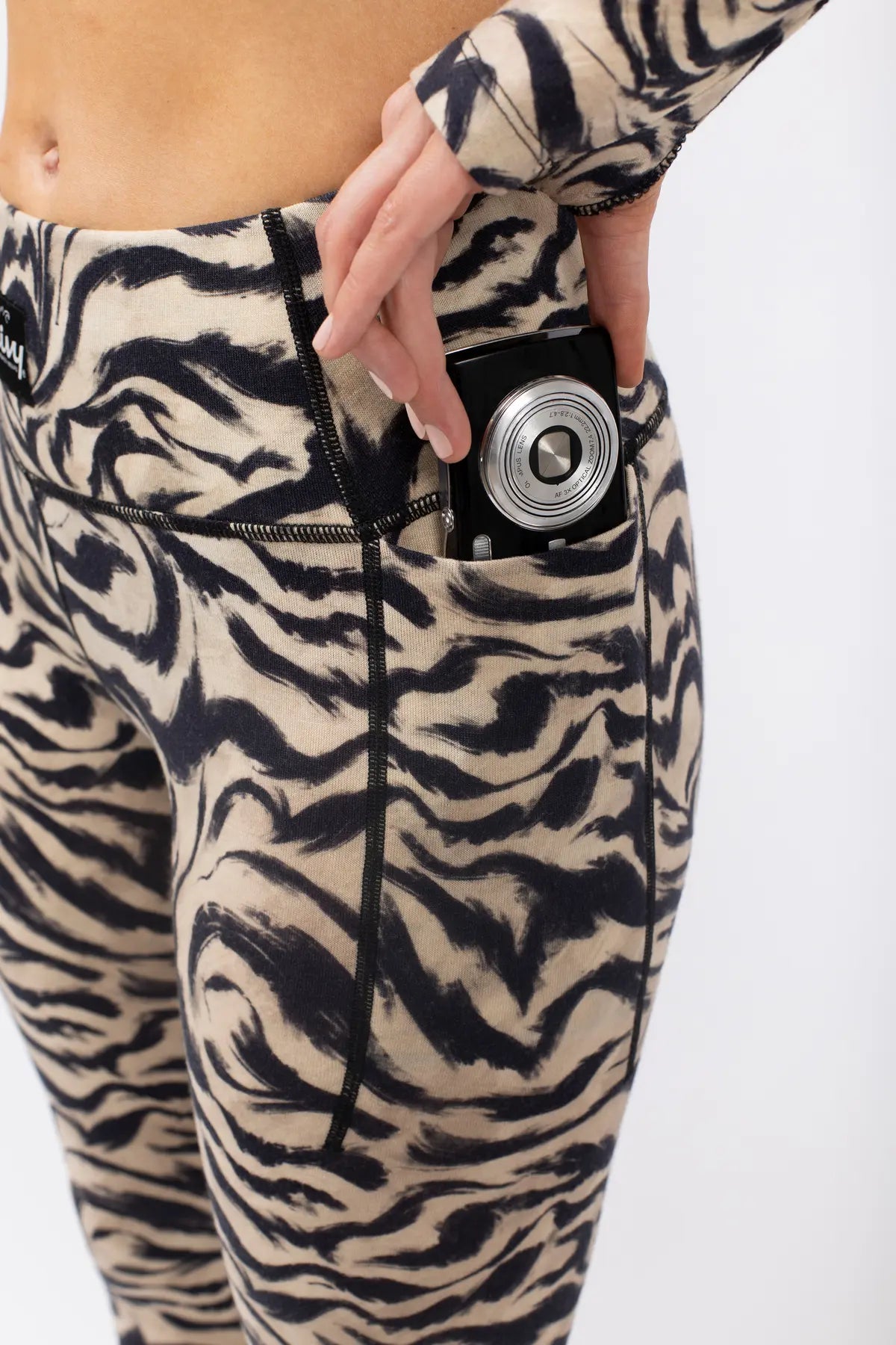 Pocket Merino Wool Tights - Animal Swirl