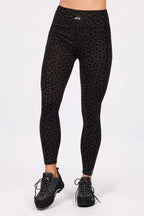 Pocket Merino Wool Tights - Black Leopard
