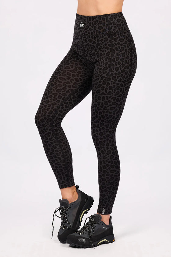 Pocket Merino Wool Tights - Black Leopard